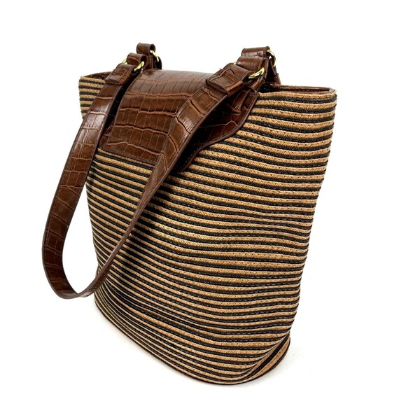 Shoulder Handbag Hobo Brown Textured woven Faux Leather Tassel Boho Chic - Picture 9 of 16